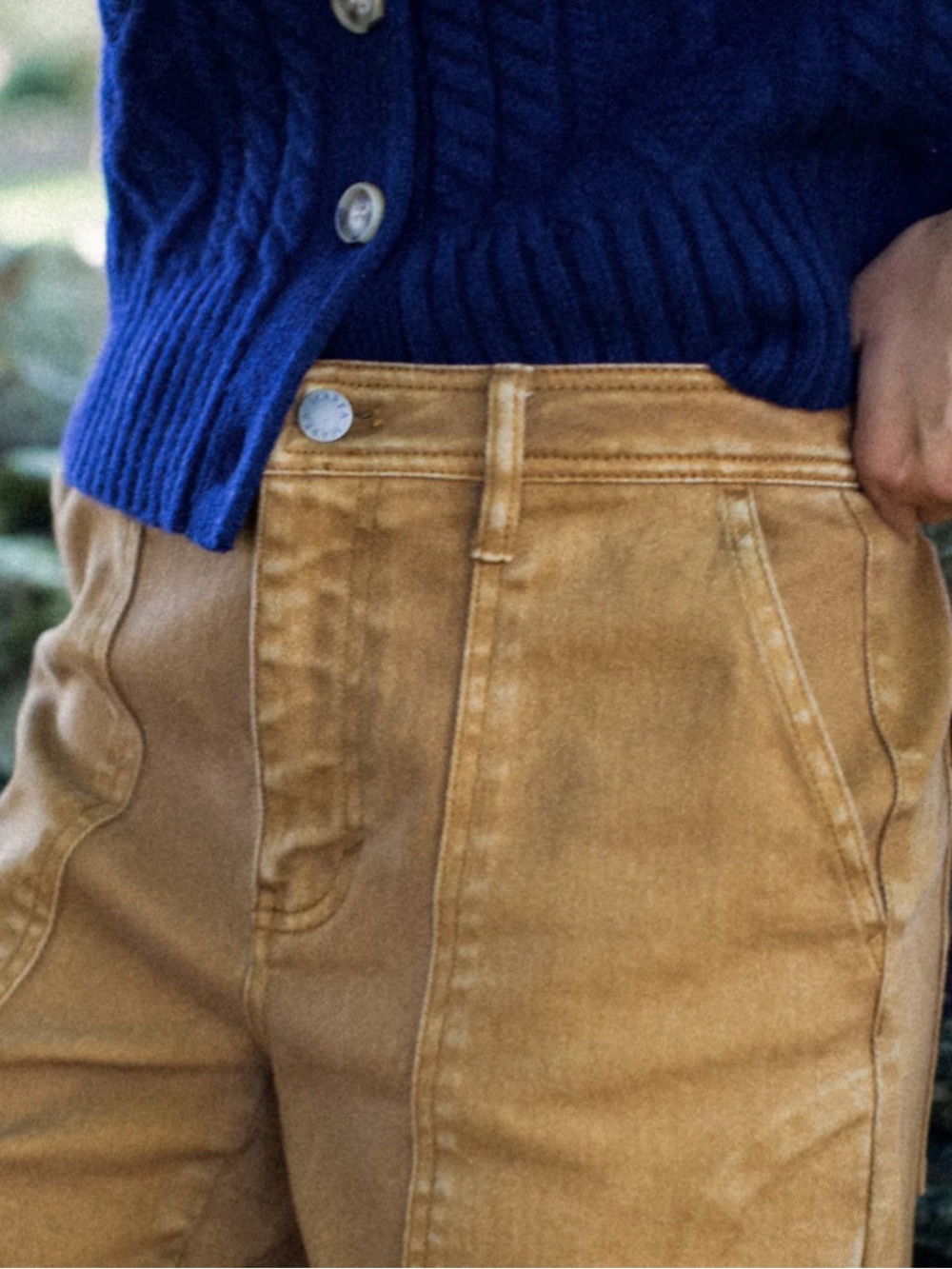 Marea by Liz Joy Meade High Rise Barrel Jean - Golden Brown Size 27 - Picture 3 of 10